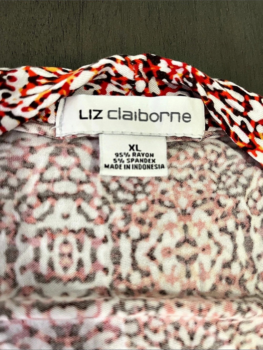 Liz Claiborne Abstract Print Draped Tank top in Red & White Size XL